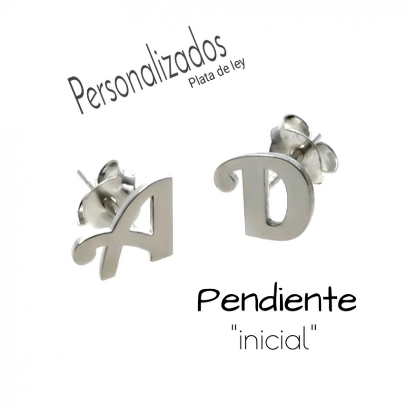 Pendiente (1 - Medio par) personalizado con inicial de Plata 1